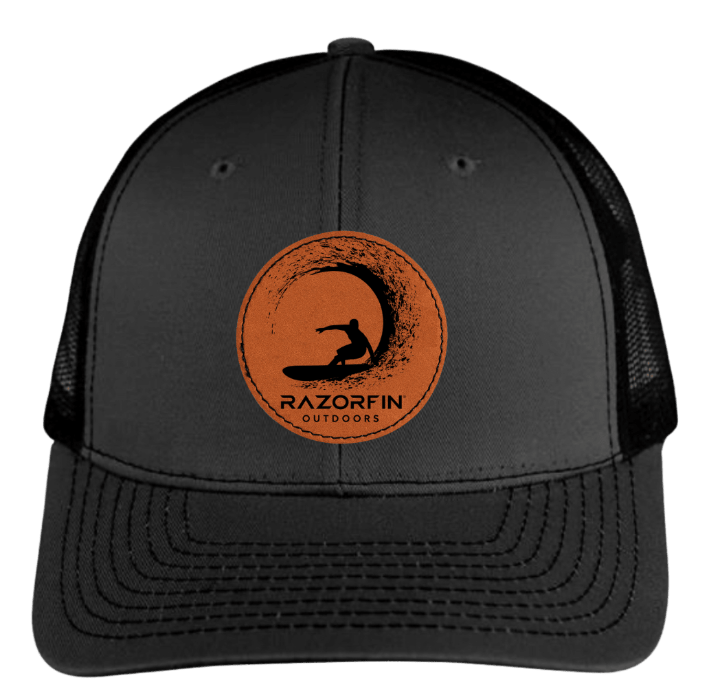 Surfer Genuine Cowhide Leather Patch Trucker Hat - MerchFather